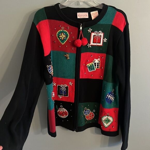 Vintage Women’s Large Christmas Holiday themed cardigan sweater - Picture 16 of 16